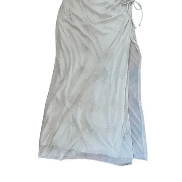 Vintage 90s Zum Zum by Niki Livas Gold Sparkly Prom Dress Side Slit Y2k - Picture 4 of 7